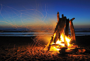 Beach bonfire